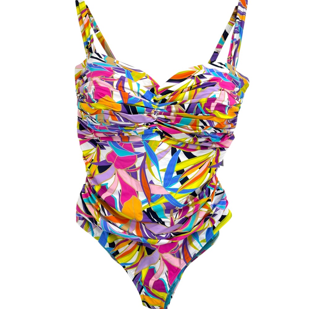 Bleu Rod Beattie Women Plus 20W
Living Color Ruched One piece Swimsuit